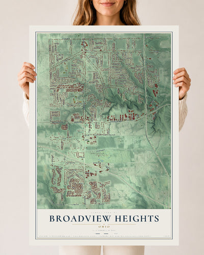 Map of Broadview Heights, Ohio, 24 x 36 inch unframed archival matte print