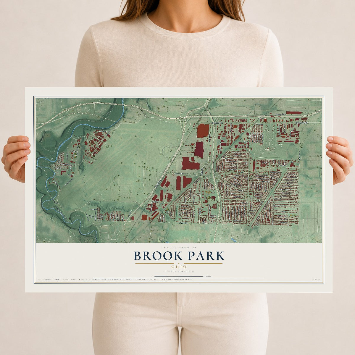 Map of Brook Park, Ohio, 12 x 18 inch unframed archival matte print