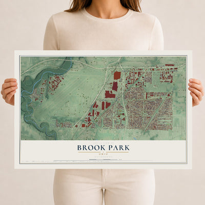 Map of Brook Park, Ohio, 12 x 18 inch unframed archival matte print