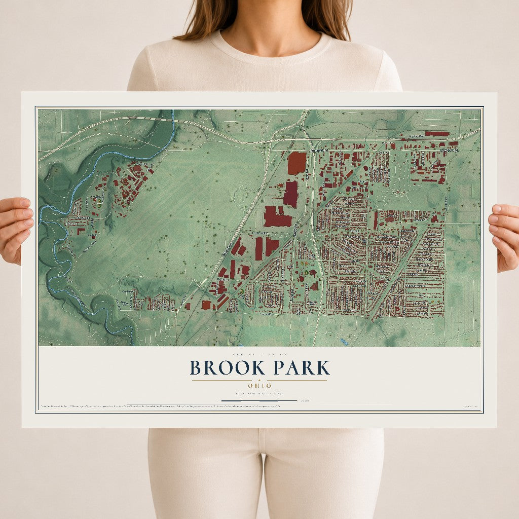 Map of Brook Park, Ohio, 18 x 24 inch unframed archival matte print