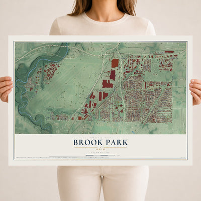 Map of Brook Park, Ohio, 18 x 24 inch unframed archival matte print