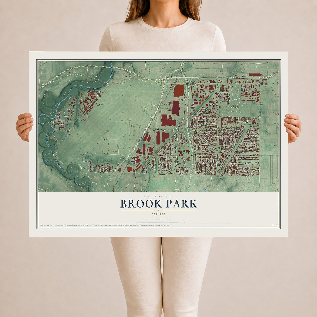 Map of Brook Park, Ohio, 24 x 36 inch unframed archival matte print