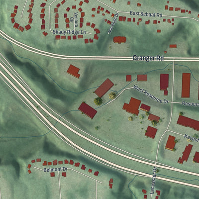 Second close-up of the map of Brooklyn Heights, Ohio print showing more streets and buildings