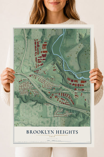 Map of Brooklyn Heights, Ohio, 18 x 24 inch unframed archival matte print