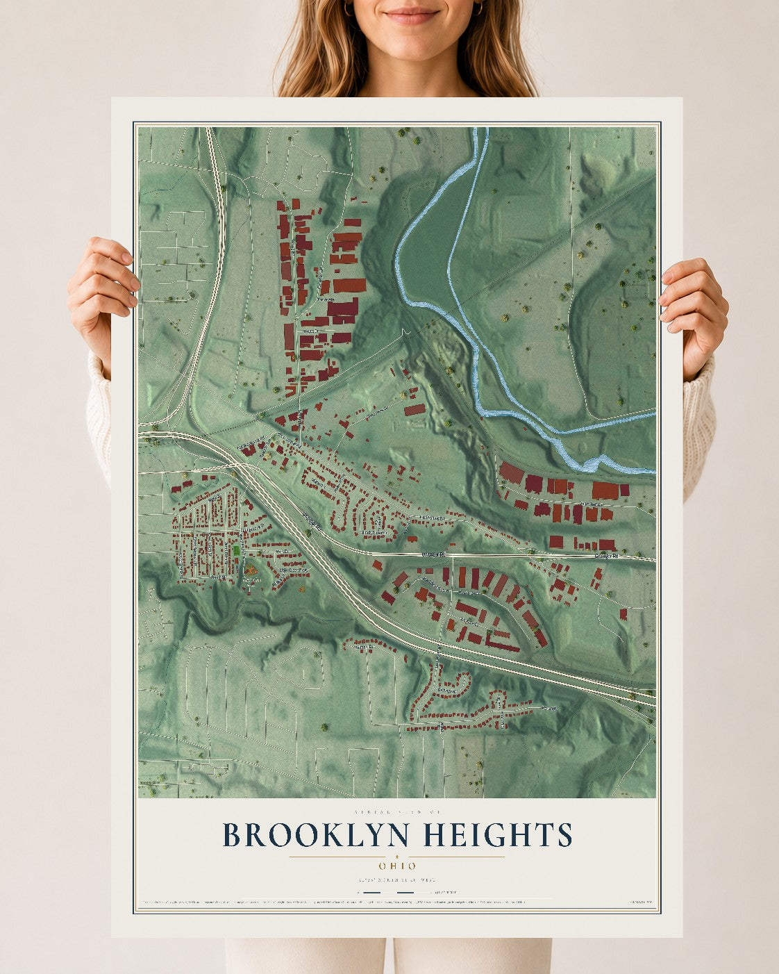 Map of Brooklyn Heights, Ohio, 24 x 36 inch unframed archival matte print