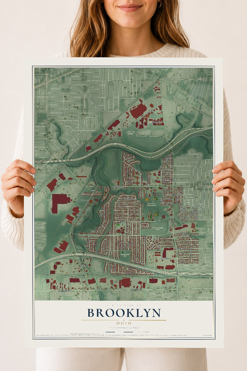 Map of Brooklyn, Ohio, 18 x 24 inch unframed archival matte print