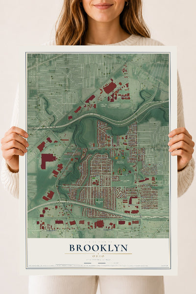 Map of Brooklyn, Ohio, 18 x 24 inch unframed archival matte print