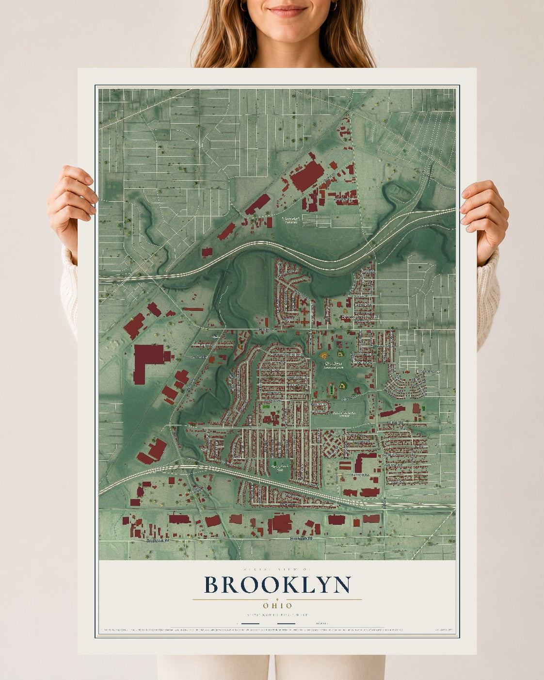 Map of Brooklyn, Ohio, 24 x 36 inch unframed archival matte print