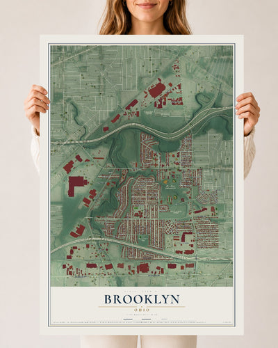 Map of Brooklyn, Ohio, 24 x 36 inch unframed archival matte print