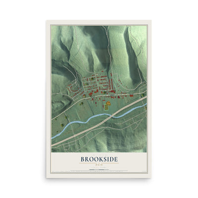 Map of Brookside, Ohio, 12 x 18 inch unframed archival matte print