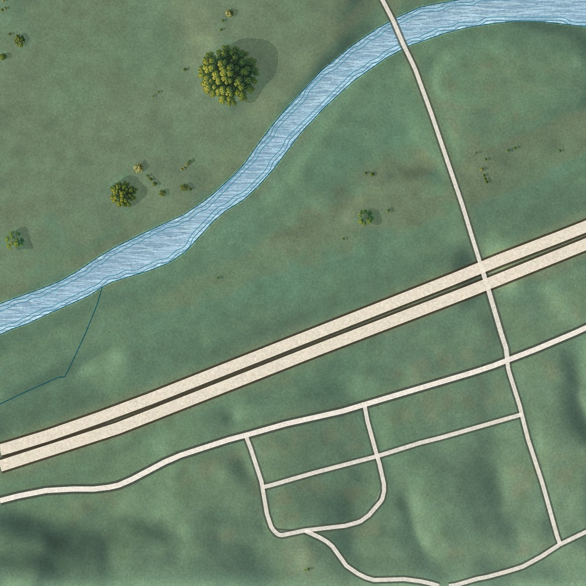 Second close-up of the map of Brookside, Ohio print showing more streets and buildings