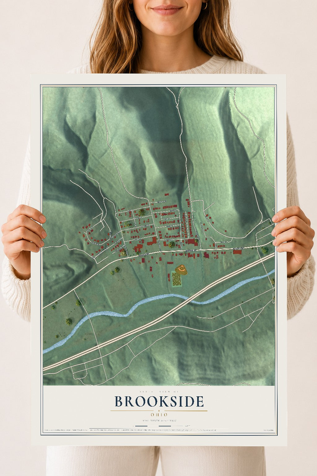 Map of Brookside, Ohio, 18 x 24 inch unframed archival matte print