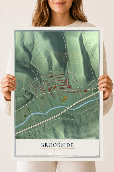 Map of Brookside, Ohio, 18 x 24 inch unframed archival matte print