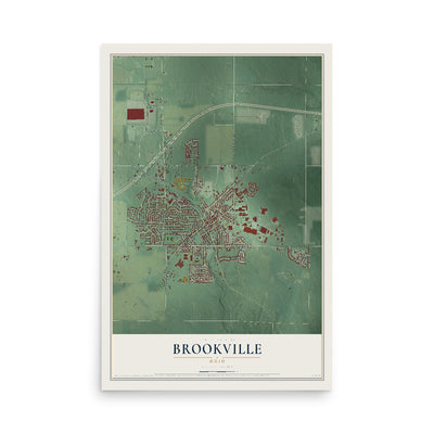 Map of Brookville, Ohio, 12 x 18 inch unframed archival matte print