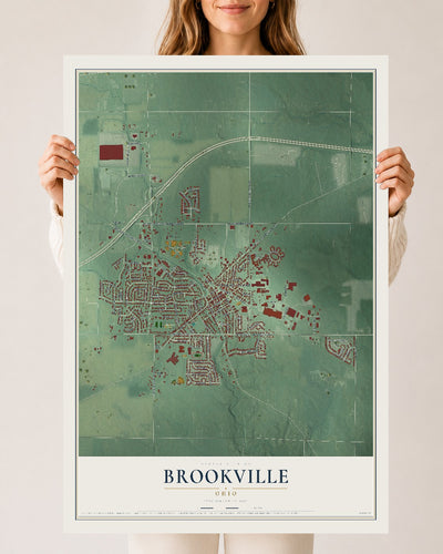 Map of Brookville, Ohio, 24 x 36 inch unframed archival matte print