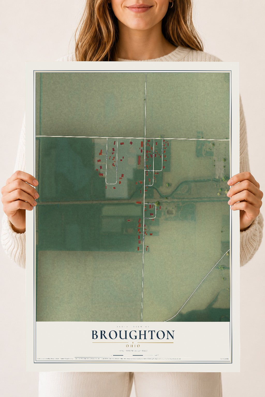 Map of Broughton, Ohio, 18 x 24 inch unframed archival matte print