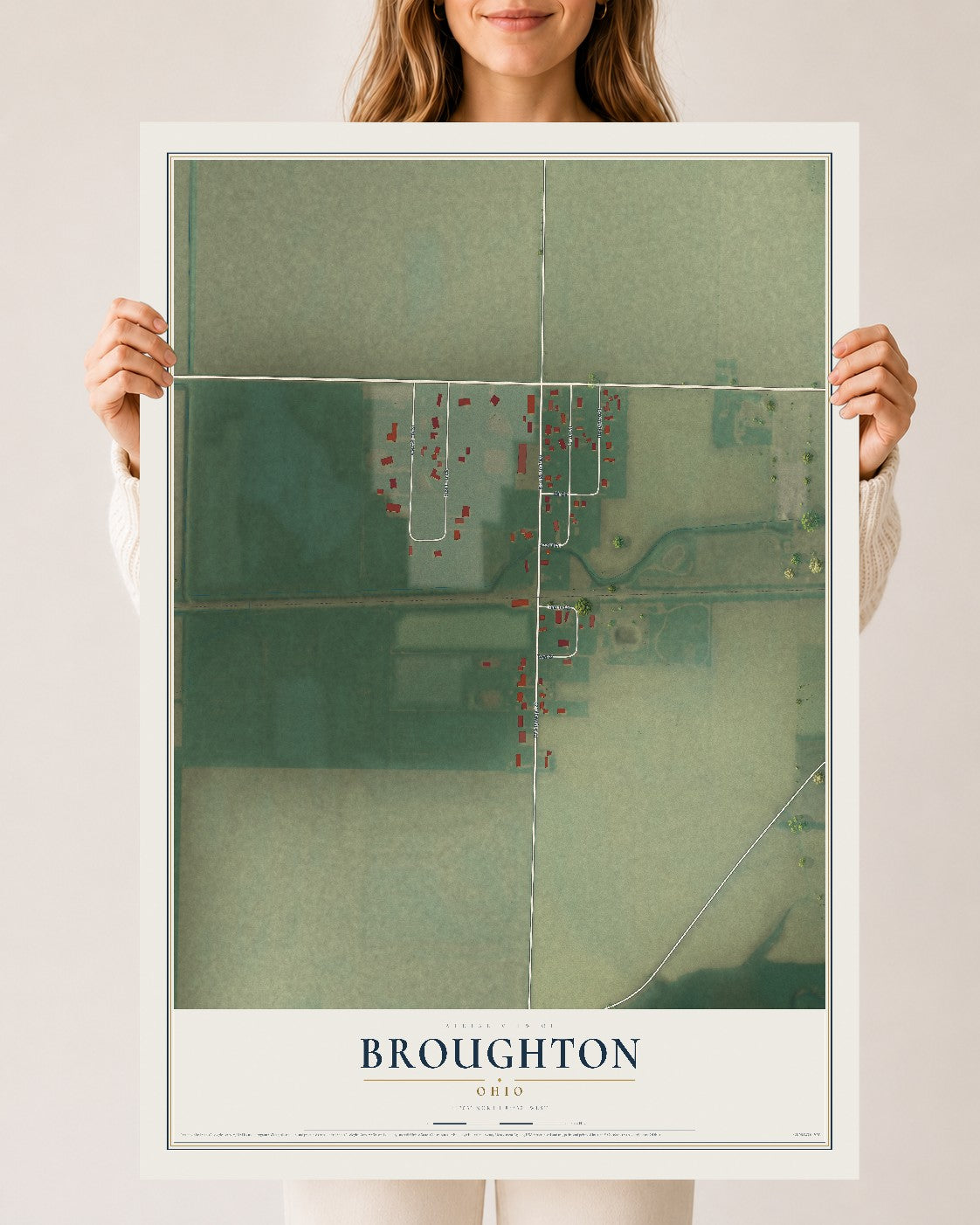 Map of Broughton, Ohio, 24 x 36 inch unframed archival matte print