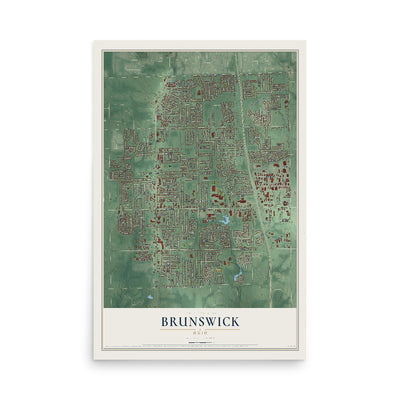 Map of Brunswick, Ohio, 12 x 18 inch unframed archival matte print