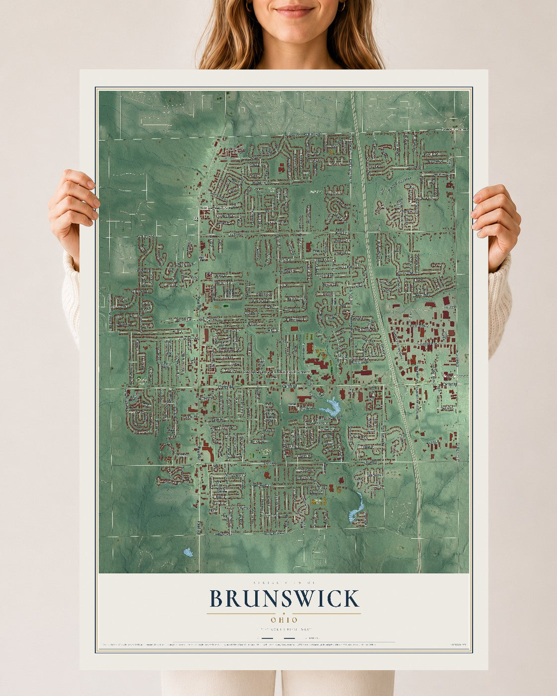 Map of Brunswick, Ohio, 24 x 36 inch unframed archival matte print
