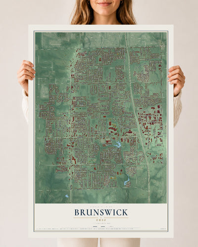 Map of Brunswick, Ohio, 24 x 36 inch unframed archival matte print
