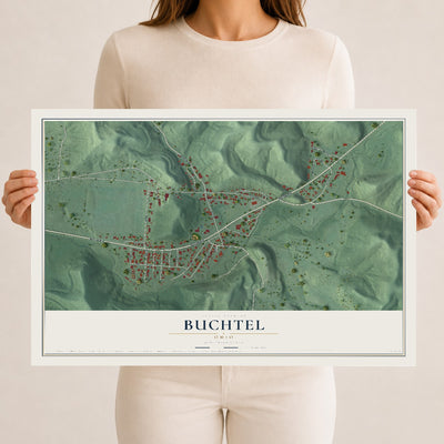 Map of Buchtel, Ohio, 12 x 18 inch unframed archival matte print