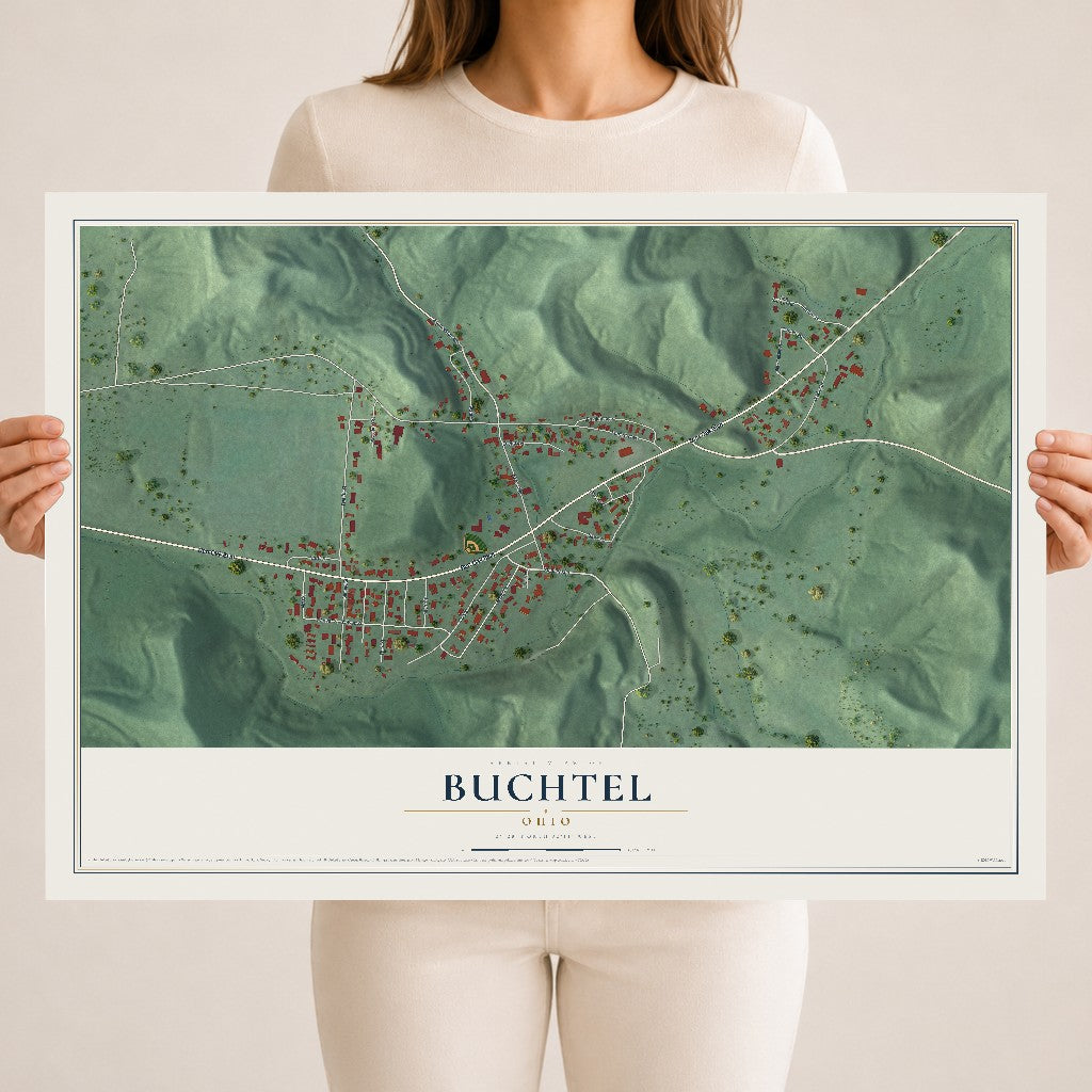 Map of Buchtel, Ohio, 18 x 24 inch unframed archival matte print