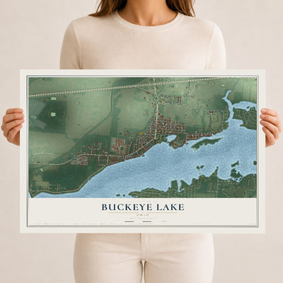 Map of Buckeye Lake, Ohio, 12 x 18 inch unframed archival matte print