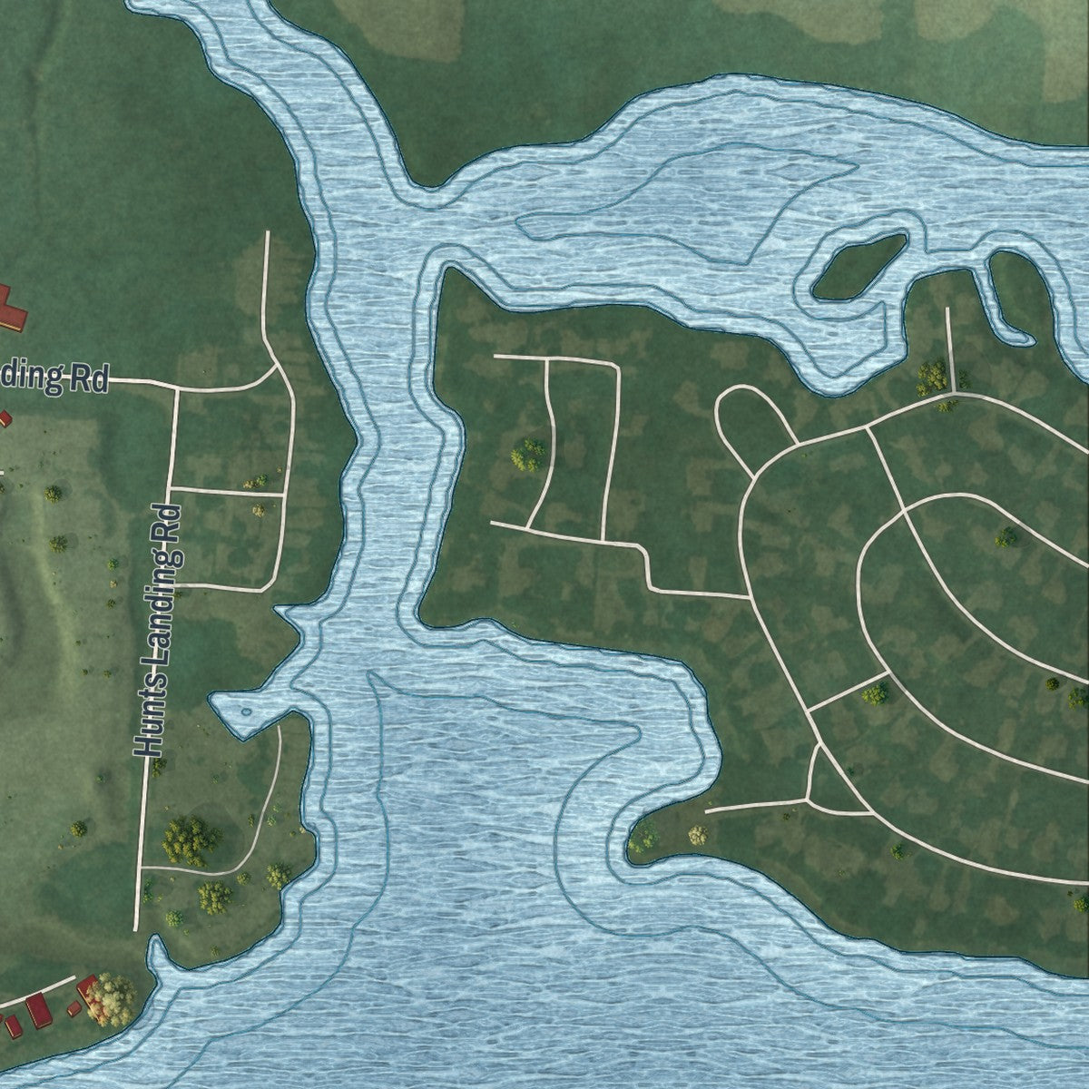 Second close-up of the map of Buckeye Lake, Ohio print showing more streets and buildings