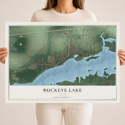 Map of Buckeye Lake, Ohio, 18 x 24 inch unframed archival matte print
