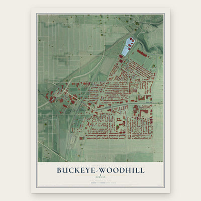 Buckeye-Woodhill, Ohio map print, the full design