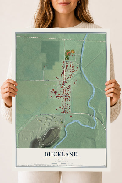 Map of Buckland, Ohio, 18 x 24 inch unframed archival matte print