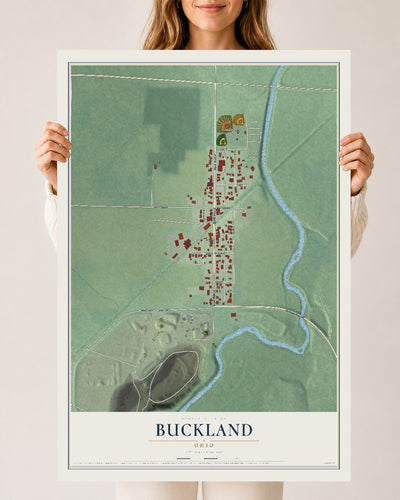 Map of Buckland, Ohio, 24 x 36 inch unframed archival matte print