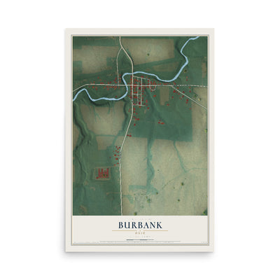 Map of Burbank, Ohio, 12 x 18 inch unframed archival matte print