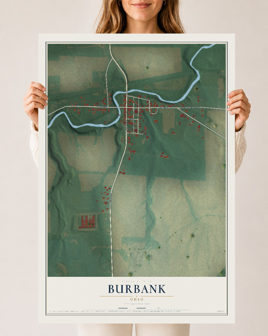 Map of Burbank, Ohio, 24 x 36 inch unframed archival matte print