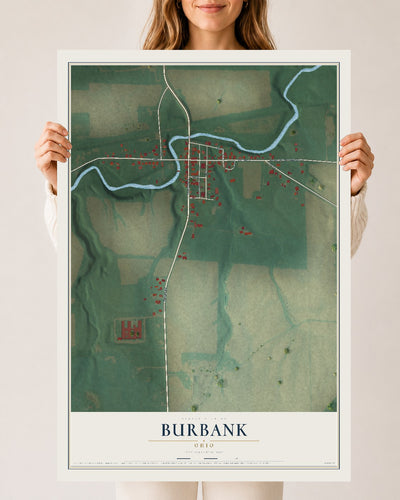 Map of Burbank, Ohio, 24 x 36 inch unframed archival matte print