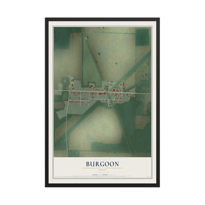 Map of Burgoon, Ohio, 12 x 18 inch print in a black wood frame
