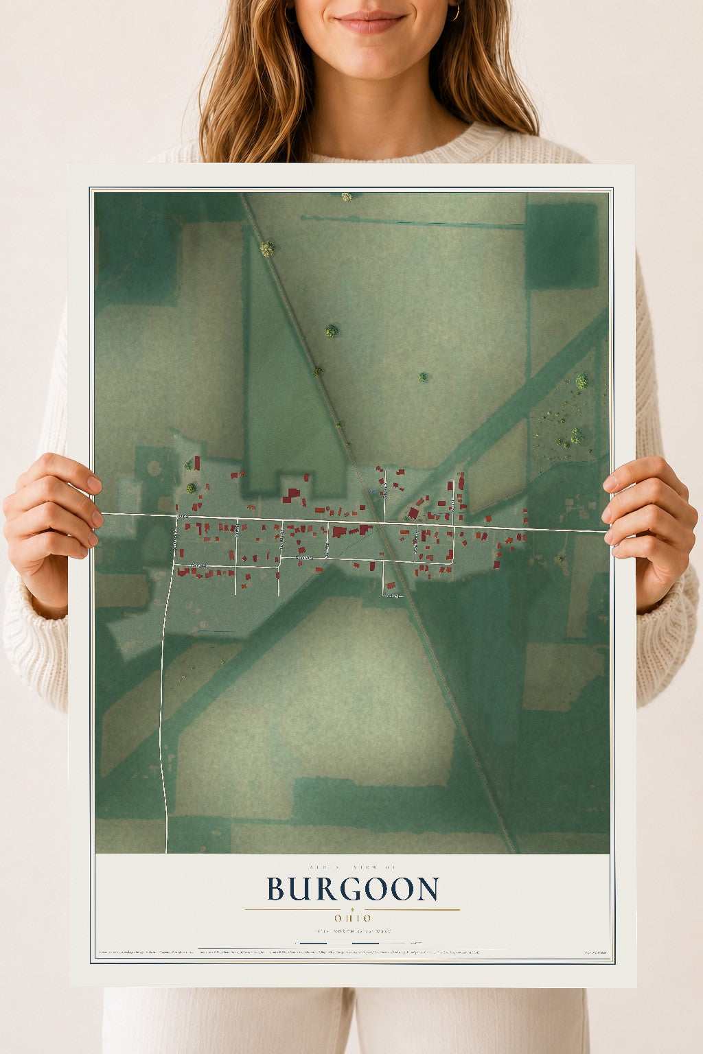Map of Burgoon, Ohio, 18 x 24 inch unframed archival matte print
