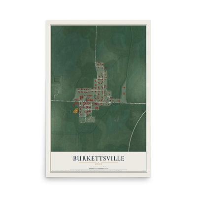 Map of Burkettsville, Ohio, 12 x 18 inch unframed archival matte print