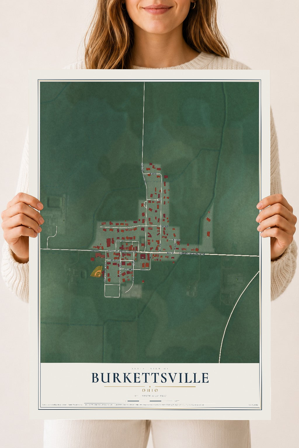 Map of Burkettsville, Ohio, 18 x 24 inch unframed archival matte print