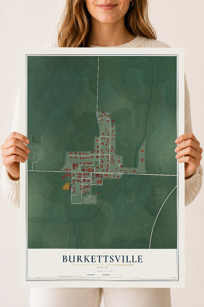 Map of Burkettsville, Ohio, 18 x 24 inch unframed archival matte print