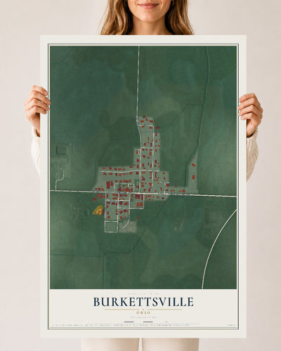 Map of Burkettsville, Ohio, 24 x 36 inch unframed archival matte print