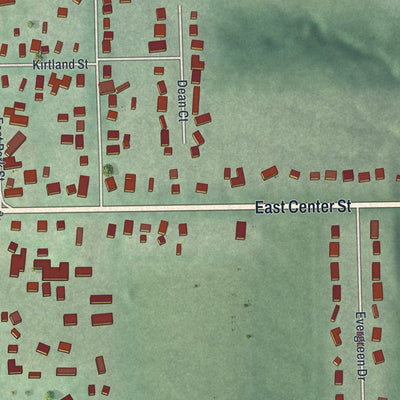 Second close-up of the map of Burton, Ohio print showing more streets and buildings
