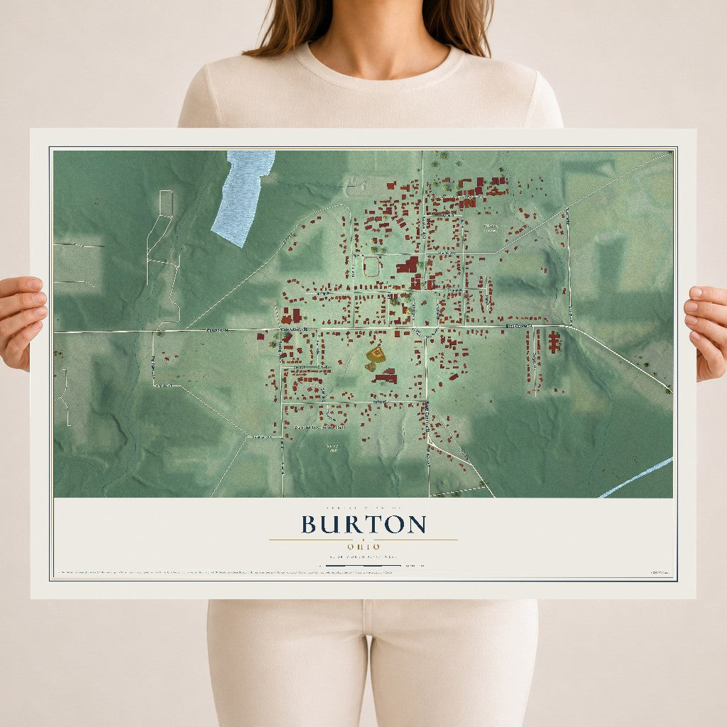 Map of Burton, Ohio, 18 x 24 inch unframed archival matte print