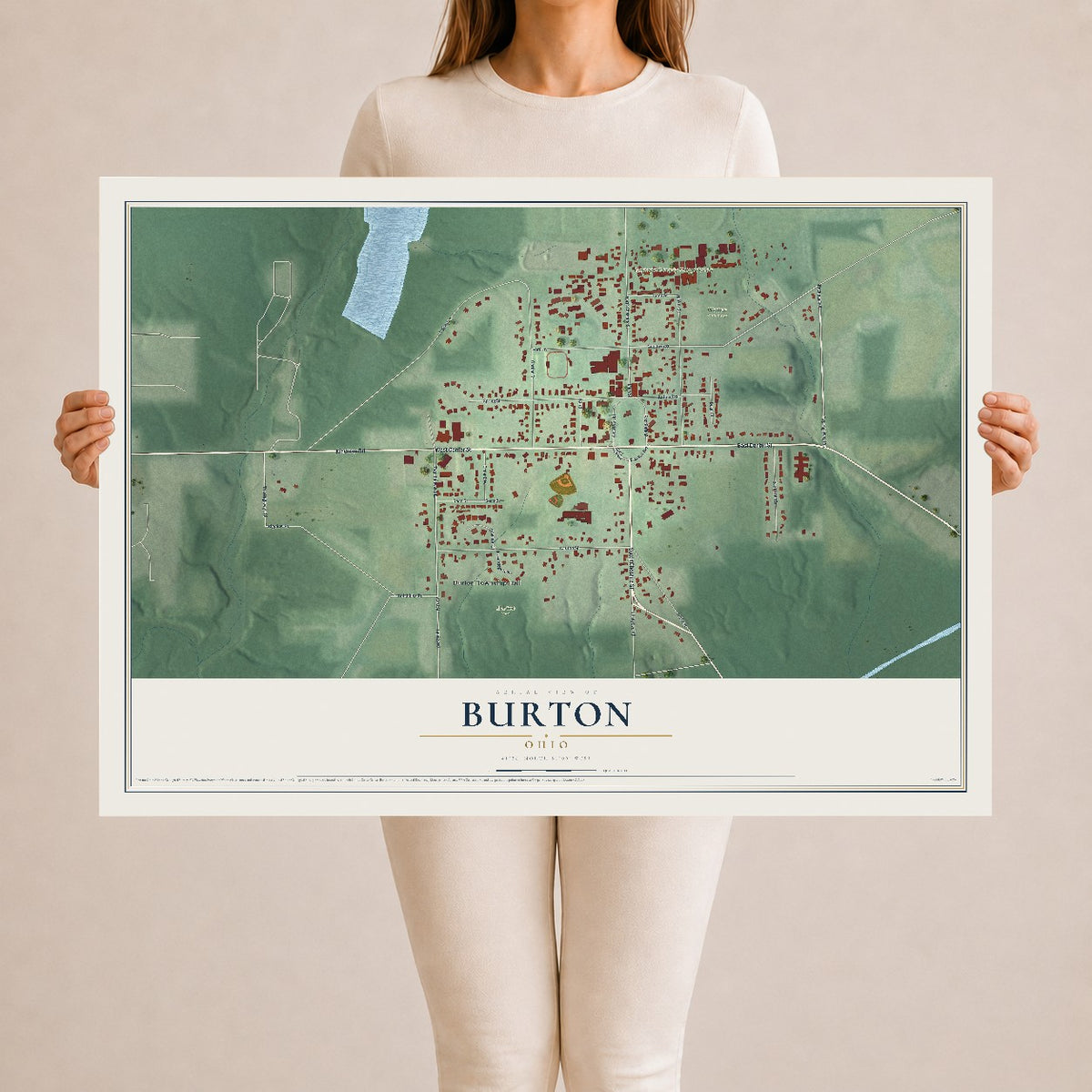 Map of Burton, Ohio, 24 x 36 inch unframed archival matte print