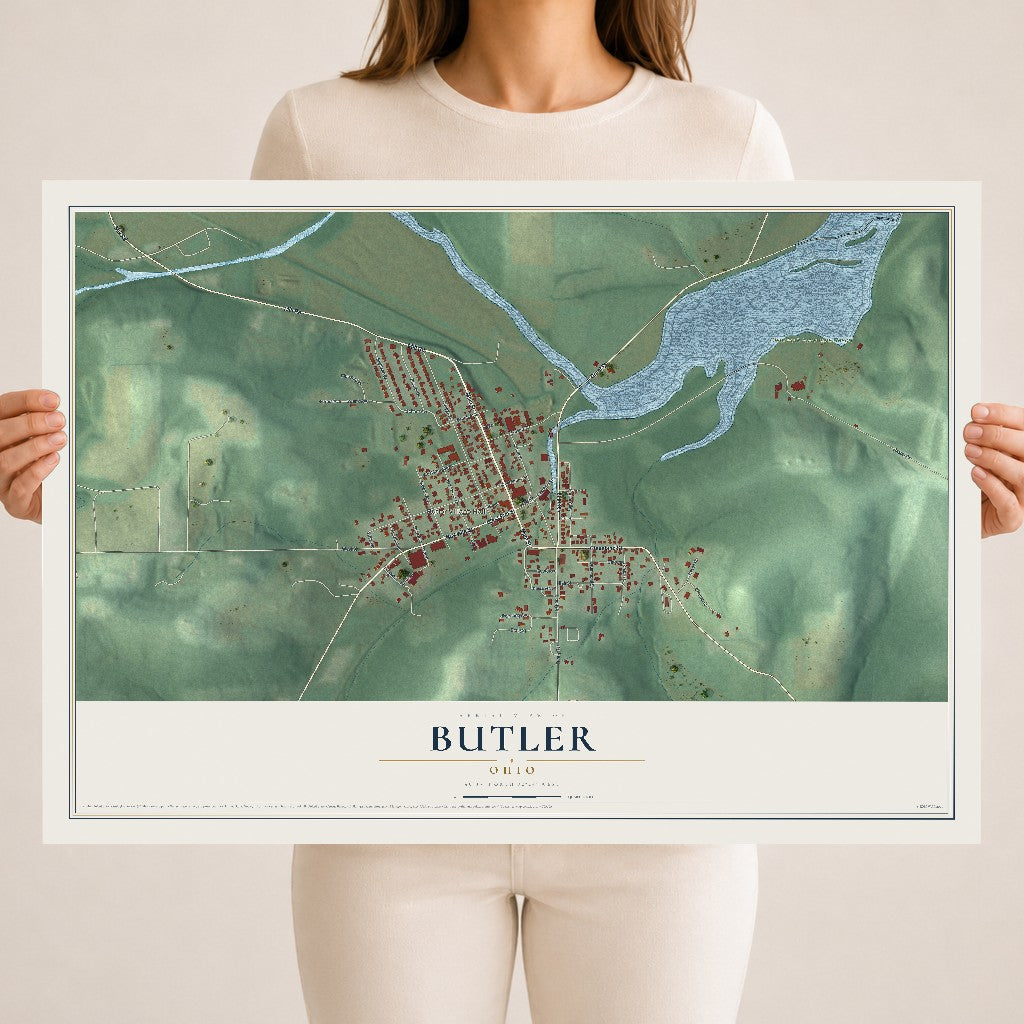 Map of Butler, Ohio, 18 x 24 inch unframed archival matte print