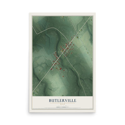 Map of Butlerville, Ohio, 12 x 18 inch unframed archival matte print