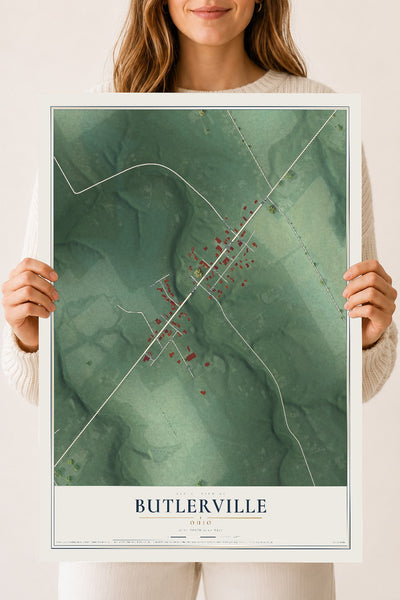 Map of Butlerville, Ohio, 18 x 24 inch unframed archival matte print