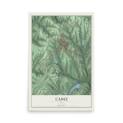 Map of Cadiz, Ohio, 12 x 18 inch unframed archival matte print