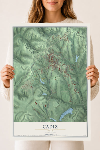Map of Cadiz, Ohio, 18 x 24 inch unframed archival matte print