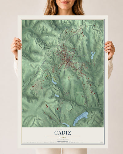 Map of Cadiz, Ohio, 24 x 36 inch unframed archival matte print
